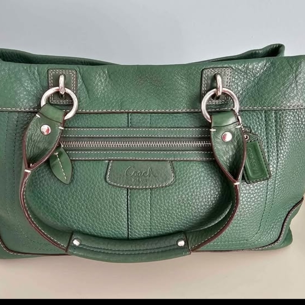 Coach Green Leather Tote Bag